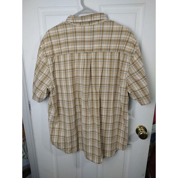 Woolrich Men's XL Shirt Brown Plaid Collared Button Shirt Sleeve - Picture 9 of 9